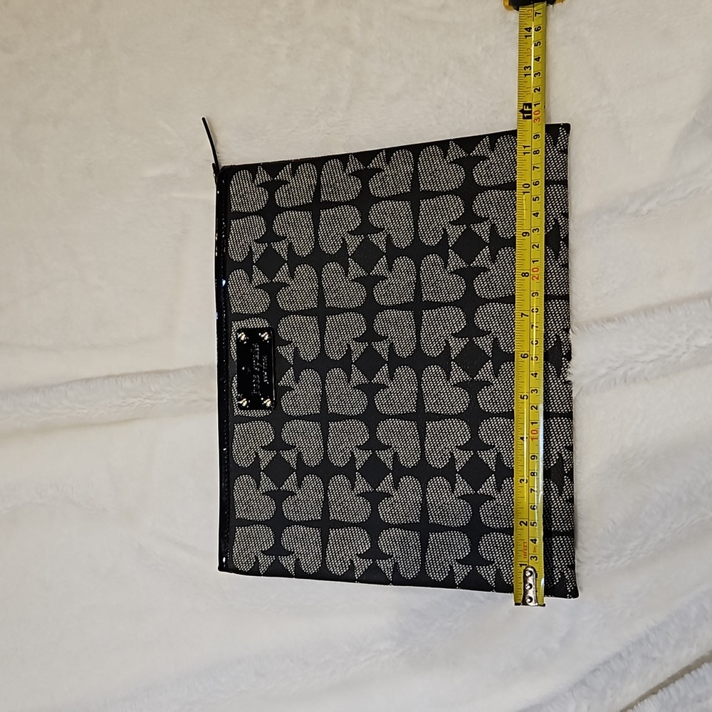 Kate Spade Black and Gray Adrianne Pebbled Ace of Spades Clutch